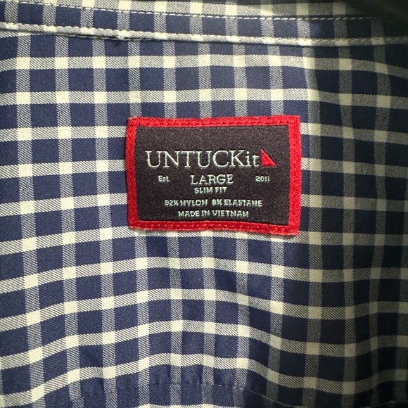 Untuckit Shirt‎ | Men's Blue/white Gingham Plaid Button Up Large Great Condition - Picture 11 of 12